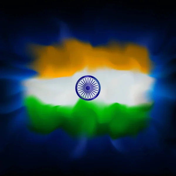 Bandera abstracta de la India en el fondo del cielo azul para el diseño de la celebración. Plantilla patriótica india. Fondo de dibujo abstracto gráfico. Bandera india diseño de vectores — Archivo Imágenes Vectoriales