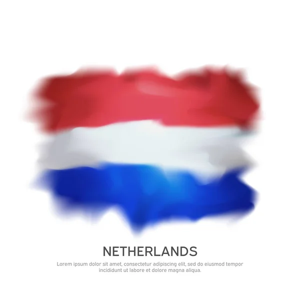 Bandera abstracta de los Países Bajos para el diseño nacional de vacaciones. Bandera de Holanda sobre fondo blanco. Diseño de pancartas. Fondo abstracto gráfico. Nación plantilla patriótica, vector — Archivo Imágenes Vectoriales