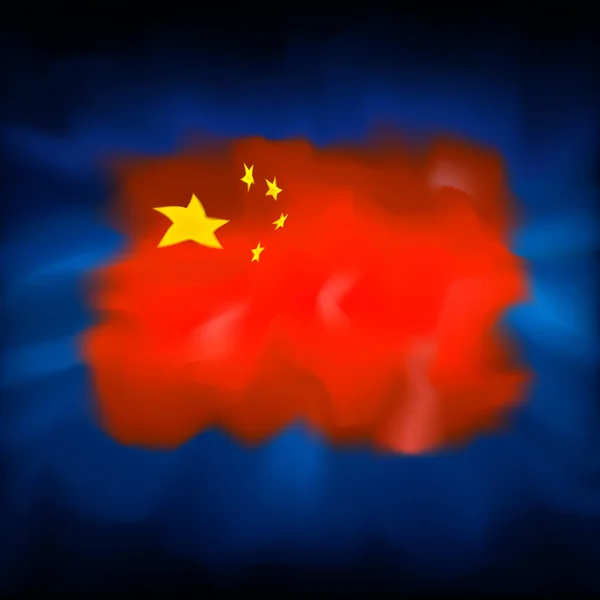 Флаг Китая на голубом фоне неба для креативного дизайна. Китайский Новый год 25 января. Графический абстрактный размытый акварельный фон. Дизайн баннера китайского флага. Патриотический вектор, шаблон — стоковый вектор