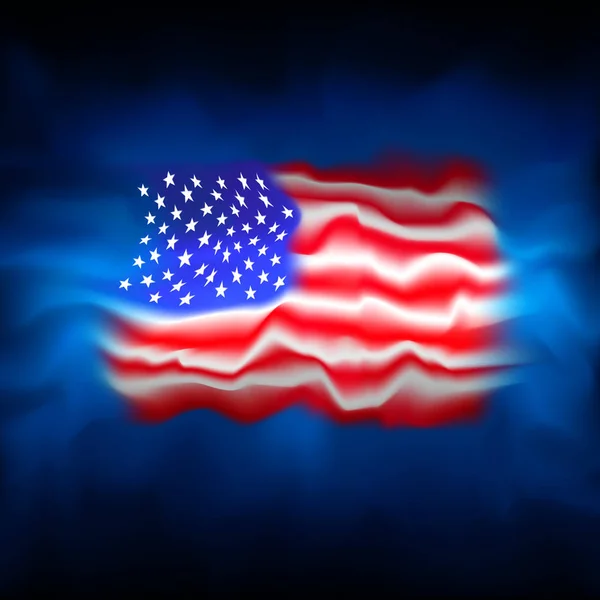 Fondo de bandera de Estados Unidos. Bandera de EE.UU. abstracta sobre fondo de cielo azul. Cartel nacional americano. Diseño de grunge vectorial. Bandera patriótica estadoamericana, cubierta — Archivo Imágenes Vectoriales