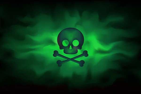 Toxic sign on a background of infected green fog. Poison hazard sign. Dangerous haze poisoned. Spreading smoke attack biological weapons. Security danger symbol. Vector illustration — 图库矢量图片