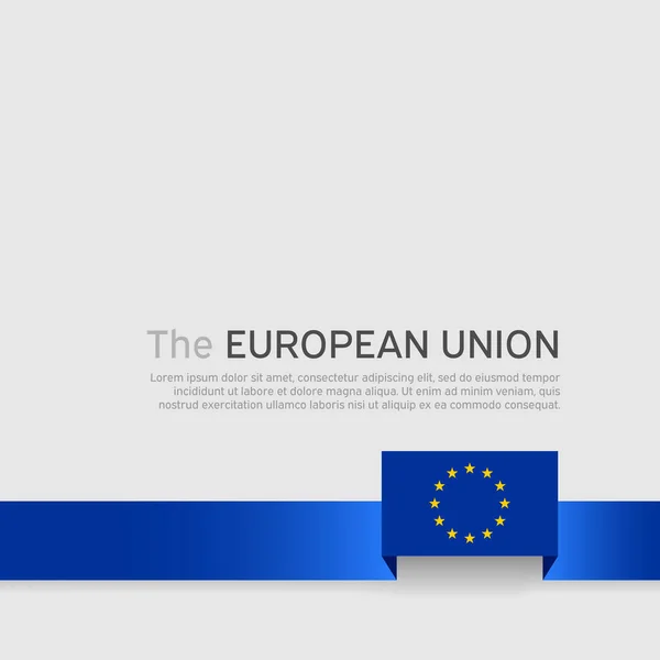 欧州連合の旗の背景 白い背景に青いリボンの欧州連合旗 Euのポスター レイアウトバナー カバーテンプレート ベクトルシンプルなフラットデザイン — ストックベクタ