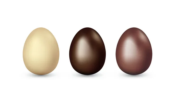 Conjunto Huevos Chocolate Blanco Oscuro Con Leche Aislada Sobre Fondo — Archivo Imágenes Vectoriales
