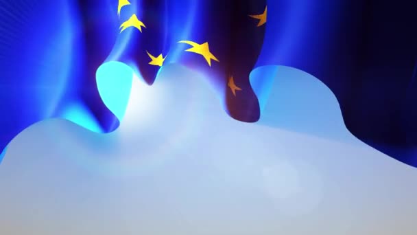 阳光透过飘扬的欧洲联盟旗帜照耀着 在蓝天飘扬着欧洲联盟的旗帜来设计横幅 欧盟的节日设计 动画背景 无缝圈 — 图库视频影像