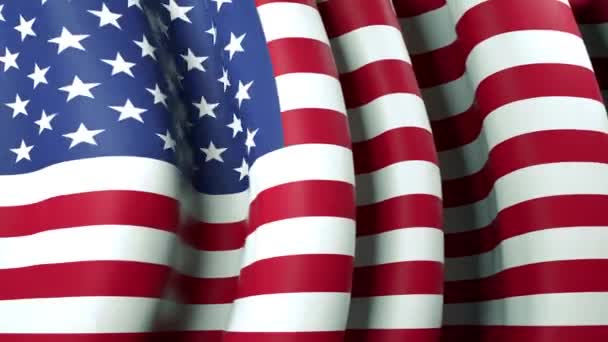 アメリカバナーデザインのためのフラグを振って アメリカ国旗のアニメーションを背景に振っている 愛国的なデザインだ アメリカの祝日記念の日独立 シームレスなループ — ストック動画