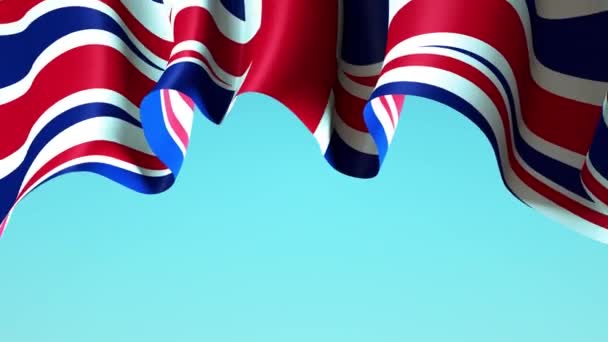 Regno Unito Grande Bandiera Britannica Sul Cielo Blu Design Del — Video Stock