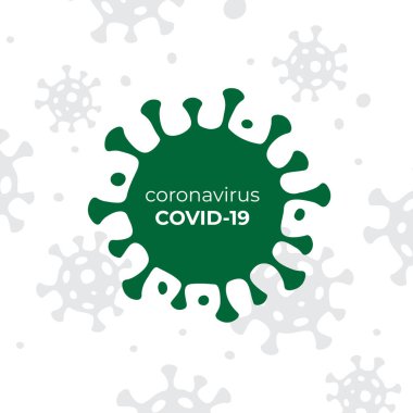 Beyaz arka planda virüs covid-19 vektör ikonu, koronavirüs logosu konsepti. Grip salgını. Zatürree hastalığı. Corona virüsü karantinaya alındı. Salgın riski uyarısı, vektör illüstrasyonu