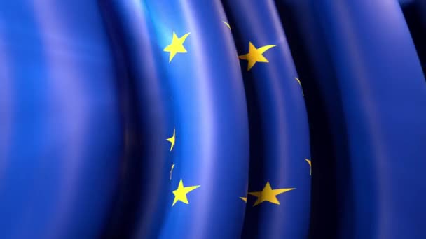 Soleil Brille Travers Drapeau Ondulant Union Européenne Drapeau Syndical Européen — Video