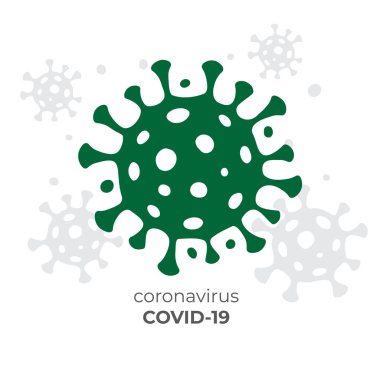 Beyaz arka planda virüs covid-19 vektör ikonu, koronavirüs logosu konsepti. Grip salgını. Corona virüsü karantinaya alındı. Zatürree hastalığı. Salgın riski uyarısı, vektör illüstrasyonu