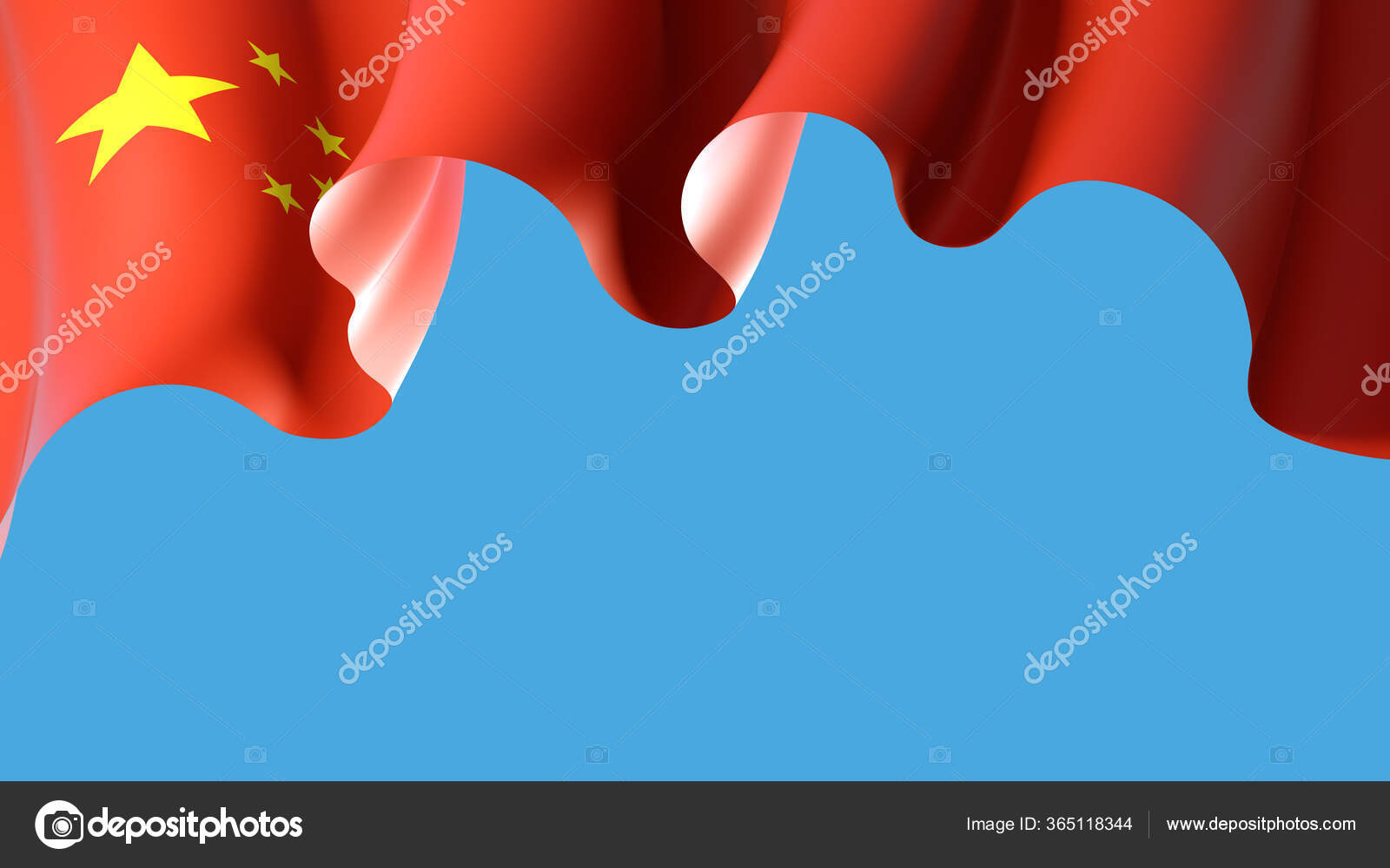 Waving China Flag Blue Sky Banner Design China Waving National Stock