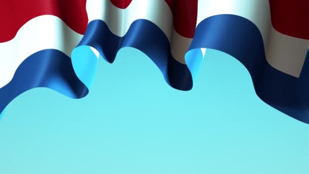 Países Bajos Ondeando Bandera Cielo Azul Para Diseño Bandera Holanda — Vídeo de stock