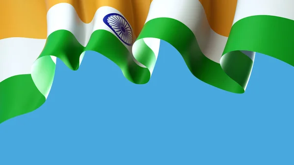 Ondeando Bandera India Cielo Azul Para Diseño Bandera Bandera Nacional —  Fotos de Stock