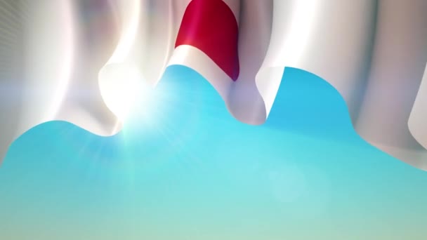 Sun Shines Waving Flag Japan Waving Japan Flag Blue Sky — Stock Video