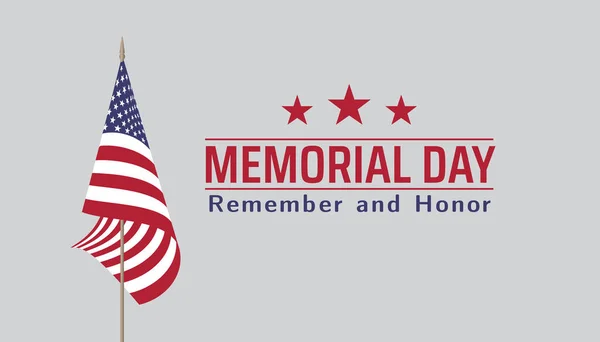 Memorial Day in USA with lettering remember and honor. Holiday of memory and honor of soldiers, military personnel who died while serving in the United States Armed forces. Vector banner