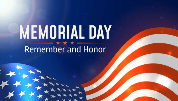 Memorial Day in USA with lettering remember and honor. Holiday of memory and honor of soldiers, military personnel who died while serving in the United States Armed forces. Vector banner