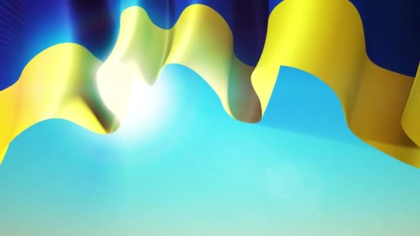 Soleil Brille Travers Drapeau Ondulé Ukraine Drapeau Ukraine Sur Ciel — Video