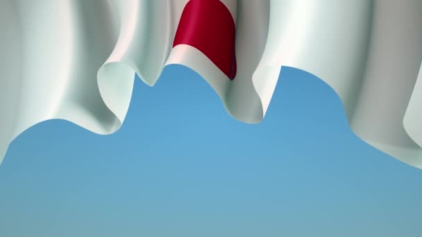 Ondeando Bandera Japón Cielo Azul Para Diseño Bandera Fondo Animado — Vídeo de stock
