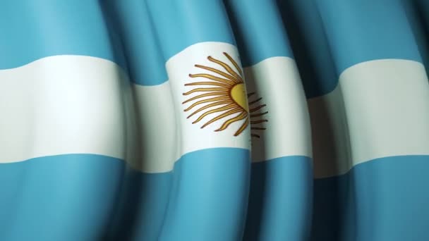 アルゼンチンはバナーデザインの旗を振っている アルゼンチンの国旗を振ってアニメーション化された背景 愛国的なデザインだ アルゼンチンの祝日 シームレスなループ — ストック動画