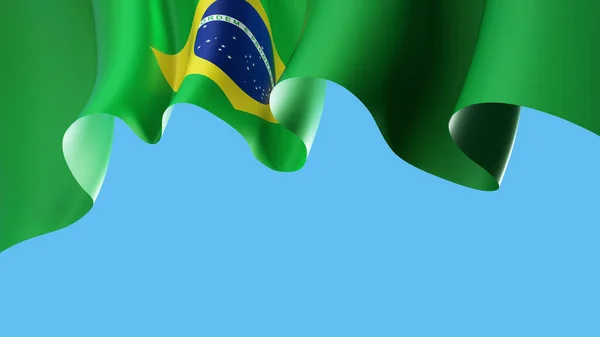 Brasil Agitando Bandeira Céu Azul Para Design Banner Bandeira Acenação — Fotografia de Stock