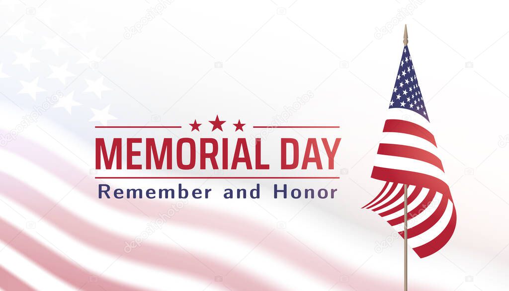 Memorial Day in USA with lettering remember and honor. Holiday of memory and honor of soldiers, military personnel who died while serving in the United States Armed forces. Vector banner