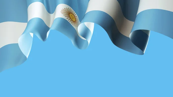 Drapeau Argentine Agitant Sur Ciel Bleu Pour Conception Bannière Drapeau — Photo