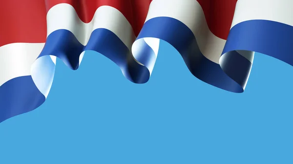 Hollanda Bayrak Tasarımı Için Mavi Gökyüzünde Bayrak Sallıyor Hollanda Bayrağı — Stok fotoğraf