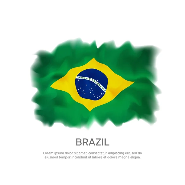 Флаг Бразилии Белом Фоне Творческого Дизайна Бразильский Праздничный Патриотический Шаблон — стоковый вектор