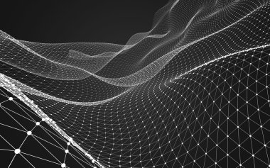 Çokgen alanı düşük Poli koyu arka plan, 3d render