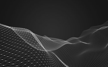 Çokgen alanı düşük Poli koyu arka plan, 3d render