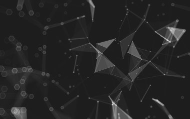 Çokgen alanı düşük Poli koyu arka plan, 3d render