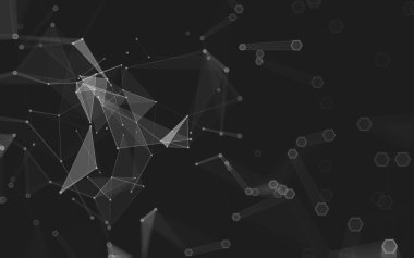 Çokgen alanı düşük Poli koyu arka plan, 3d render