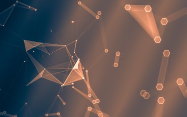 Çokgen alanı düşük Poli koyu arka plan, 3d render