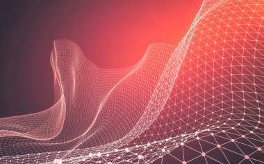 Çokgen alanı düşük Poli koyu arka plan, 3d render