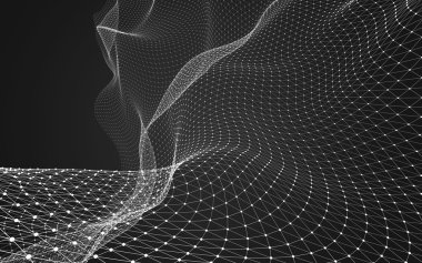 Çokgen alanı düşük Poli koyu arka plan, 3d render