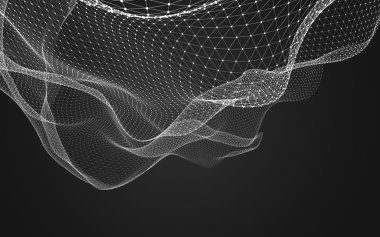 Çokgen alanı düşük Poli koyu arka plan, 3d render