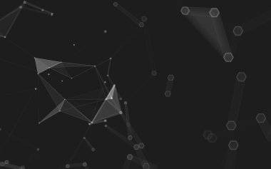 Çokgen alanı düşük Poli koyu arka plan, 3d render
