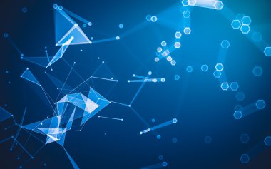 Çokgen alanı düşük Poli koyu arka plan, 3d render