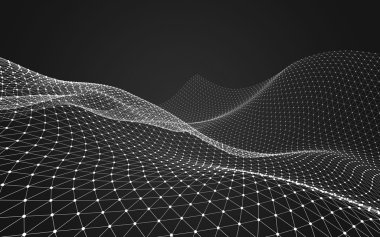 Çokgen alanı düşük Poli koyu arka plan, 3d render