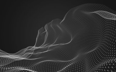 Çokgen alanı düşük Poli koyu arka plan, 3d render