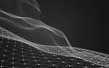 Çokgen alanı düşük Poli koyu arka plan, 3d render