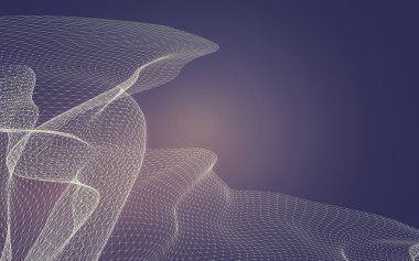 Çokgen alanı düşük Poli koyu arka plan, 3d render