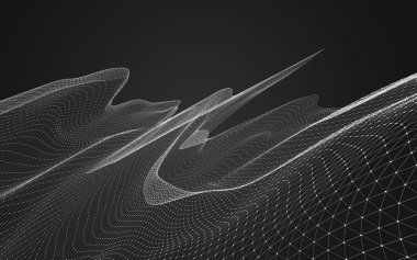 Çokgen alanı düşük Poli koyu arka plan, 3d render