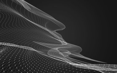 Çokgen alanı düşük Poli koyu arka plan, 3d render