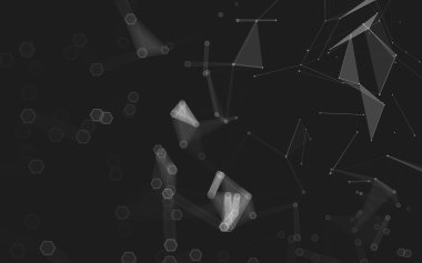 Çokgen alanı düşük Poli koyu arka plan, 3d render