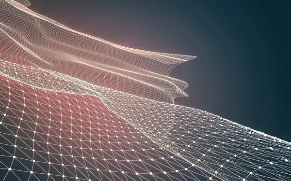 Çokgen alanı düşük Poli koyu arka plan, 3d render