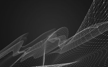 Çokgen alanı düşük Poli koyu arka plan, 3d render