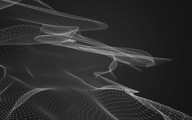 Çokgen alanı düşük Poli koyu arka plan, 3d render