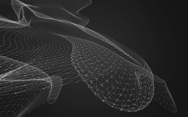 Çokgen alanı düşük Poli koyu arka plan, 3d render