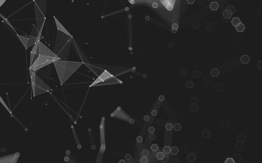 Çokgen alanı düşük Poli koyu arka plan, 3d render