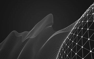 Çokgen alanı düşük Poli koyu arka plan, 3d render